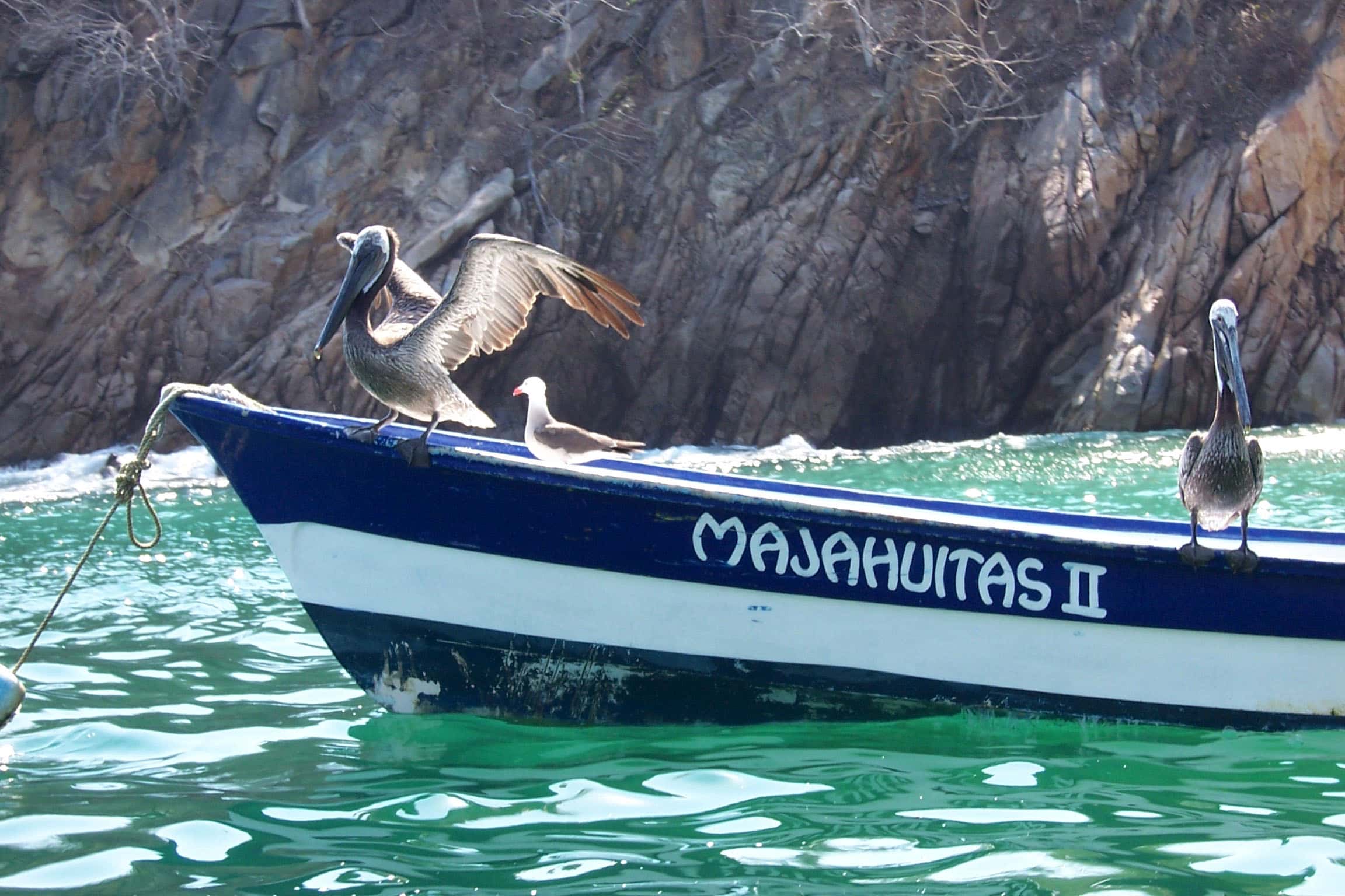 Majahuitas: the cove seen from a boat on the way to Yelapa