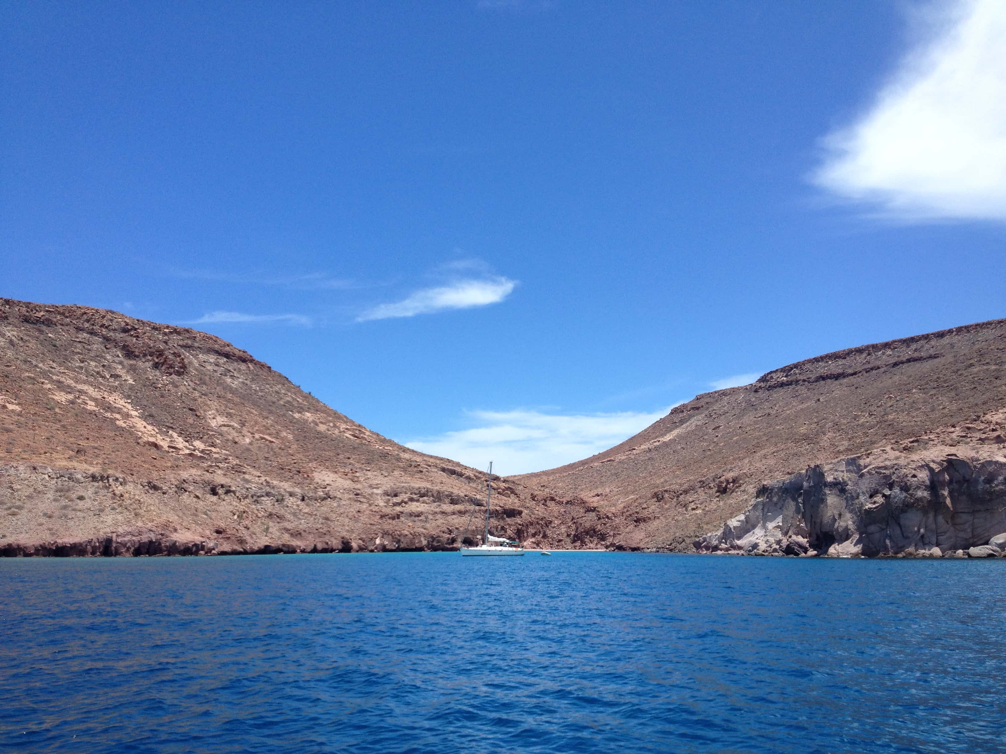 Ensenada Grande: the bay with a boat at anchor