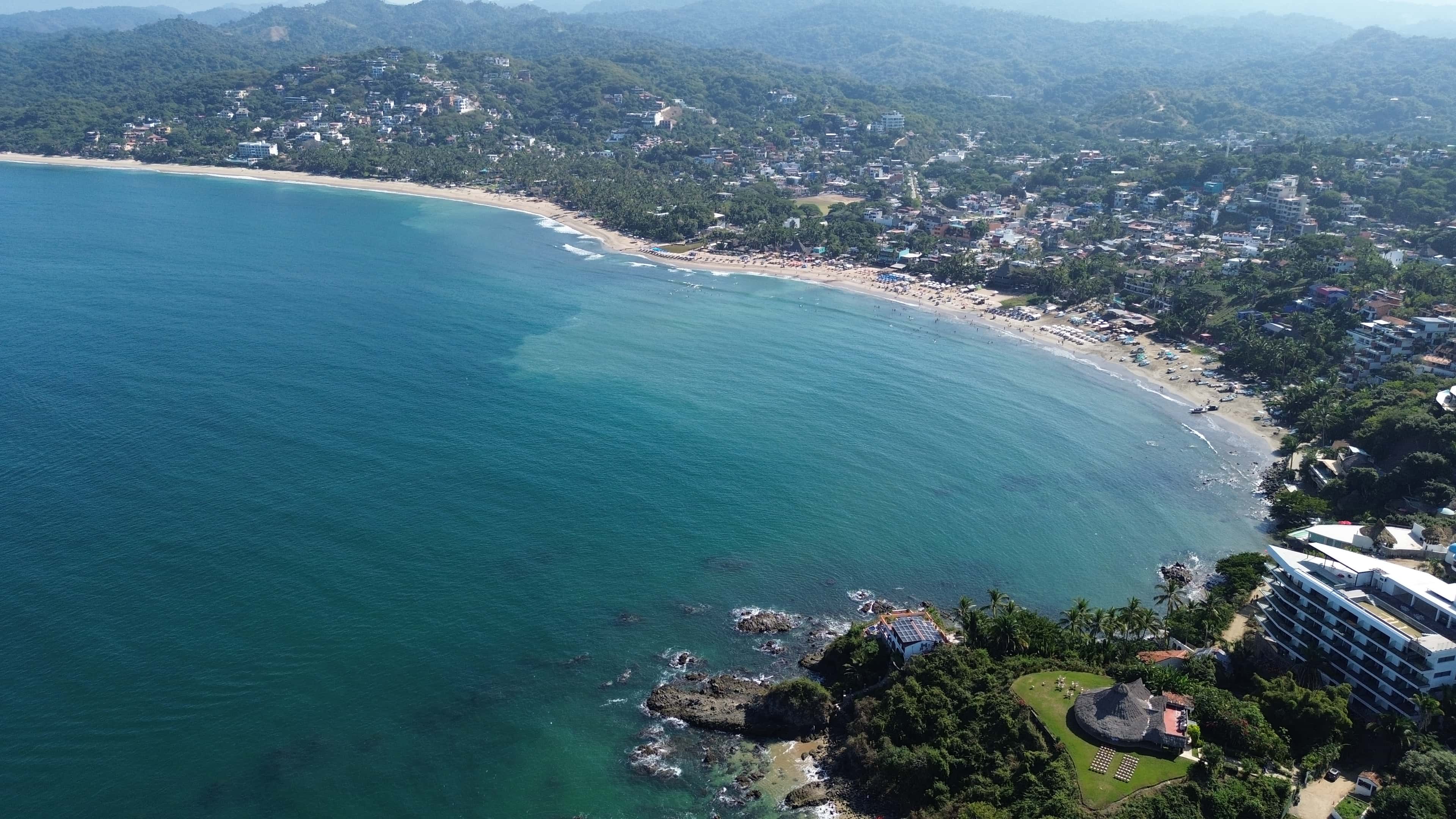 Sayulita: the town's beach and bay seen from above